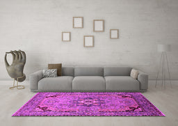 Machine Washable Oriental Pink Industrial Rug in a Living Room, wshurb3254pnk