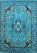 Machine Washable Oriental Light Blue Industrial Rug, wshurb3254lblu