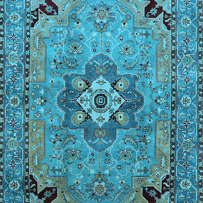 Machine Washable Oriental Light Blue Industrial Rug, wshurb3254lblu