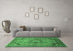 Machine Washable Oriental Emerald Green Industrial Area Rugs in a Living Room,, wshurb3254emgrn