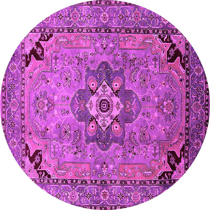 Round Machine Washable Oriental Pink Industrial Rug, wshurb3254pnk
