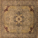 Square Machine Washable Oriental Brown Industrial Rug, wshurb3254brn