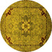 Round Oriental Yellow Industrial Rug, urb3254yw