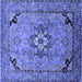 Square Machine Washable Oriental Blue Industrial Rug, wshurb3254blu