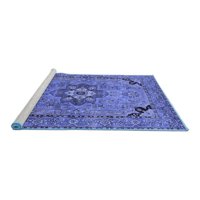 Sideview of Machine Washable Oriental Blue Industrial Rug, wshurb3254blu