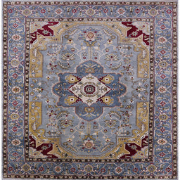 Square Mid-Century Modern Purple Oriental Rug, urb3254