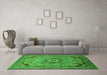 Machine Washable Oriental Green Industrial Area Rugs in a Living Room,, wshurb3254grn