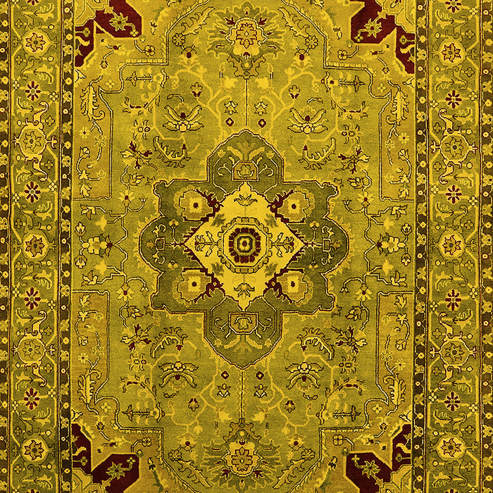 Machine Washable Oriental Yellow Industrial Rug, wshurb3254yw
