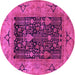 Round Oriental Pink Industrial Rug, urb3255pnk