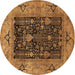 Round Oriental Brown Industrial Rug, urb3255brn