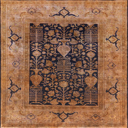 Square Machine Washable Industrial Modern Red Brown Rug, wshurb3255