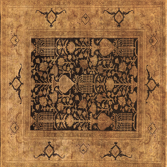 Square Machine Washable Oriental Brown Industrial Rug, wshurb3255brn