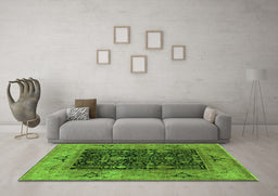 Machine Washable Oriental Green Industrial Area Rugs in a Living Room,, wshurb3255grn