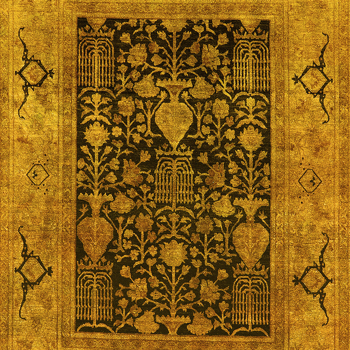 Machine Washable Oriental Yellow Industrial Rug, wshurb3255yw