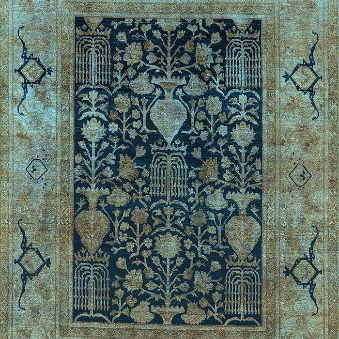 Machine Washable Oriental Light Blue Industrial Rug, wshurb3255lblu