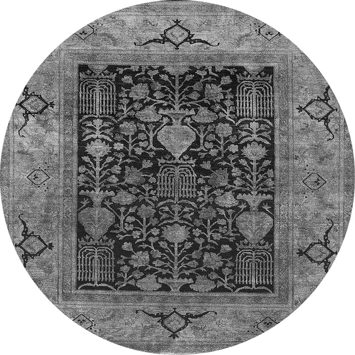 Round Oriental Gray Industrial Rug, urb3255gry