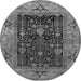 Round Oriental Gray Industrial Rug, urb3255gry