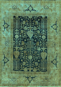 Oriental Turquoise Industrial Rug, urb3255turq