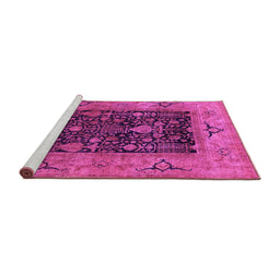 Sideview of Machine Washable Oriental Pink Industrial Rug, wshurb3255pnk