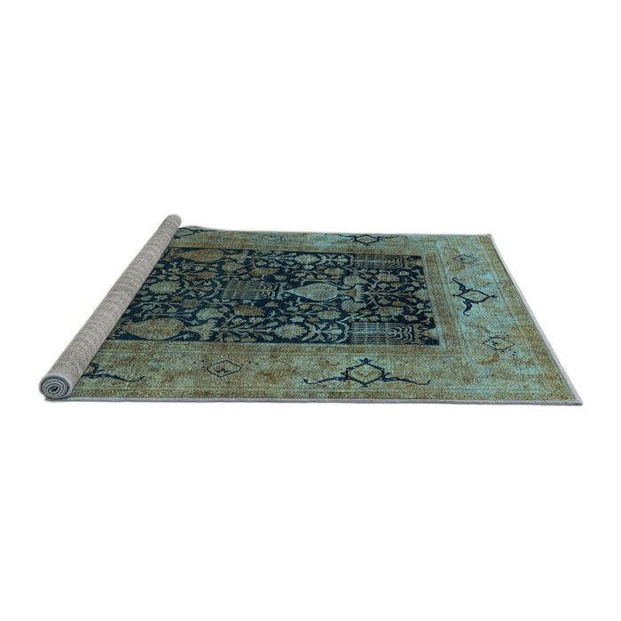 Sideview of Machine Washable Oriental Light Blue Industrial Rug, wshurb3255lblu