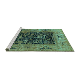 Sideview of Machine Washable Oriental Turquoise Industrial Area Rugs, wshurb3255turq