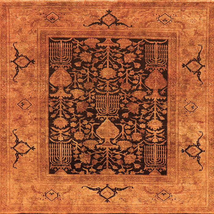 Square Oriental Orange Industrial Rug, urb3255org