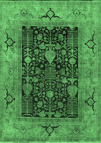 Oriental Emerald Green Industrial Rug, urb3255emgrn