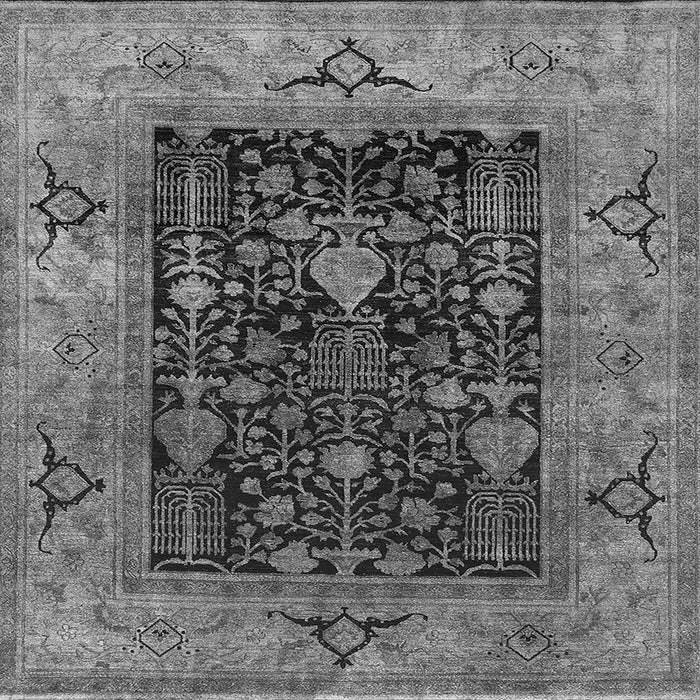 Square Machine Washable Oriental Gray Industrial Rug, wshurb3255gry
