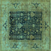 Square Oriental Turquoise Industrial Rug, urb3255turq