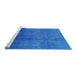 Sideview of Machine Washable Industrial Modern Neon Blue Rug, wshurb3256