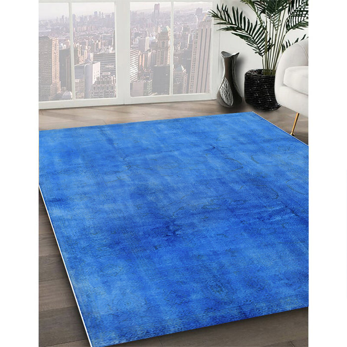 Machine Washable Industrial Modern Neon Blue Rug in a Family Room, wshurb3256