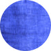 Round Oriental Blue Industrial Rug, urb3256blu