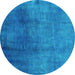 Round Oriental Turquoise Industrial Rug, urb3256turq