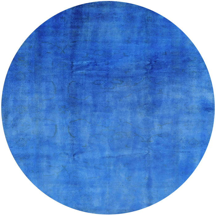 Round Machine Washable Industrial Modern Neon Blue Rug, wshurb3256