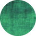 Round Oriental Green Industrial Rug, urb3256grn