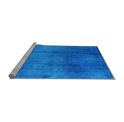 Sideview of Machine Washable Oriental Light Blue Industrial Rug, wshurb3256lblu