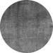 Round Machine Washable Oriental Gray Industrial Rug, wshurb3256gry