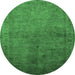 Round Oriental Emerald Green Industrial Rug, urb3257emgrn