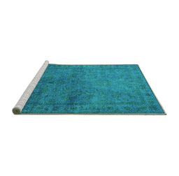 Sideview of Machine Washable Oriental Turquoise Industrial Area Rugs, wshurb3257turq
