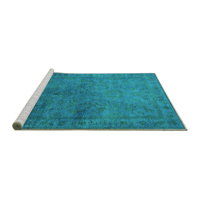 Sideview of Machine Washable Oriental Turquoise Industrial Area Rugs, wshurb3257turq