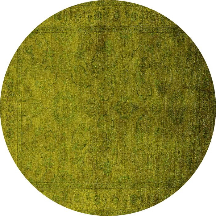 Round Oriental Yellow Industrial Rug, urb3257yw