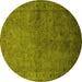 Round Oriental Yellow Industrial Rug, urb3257yw