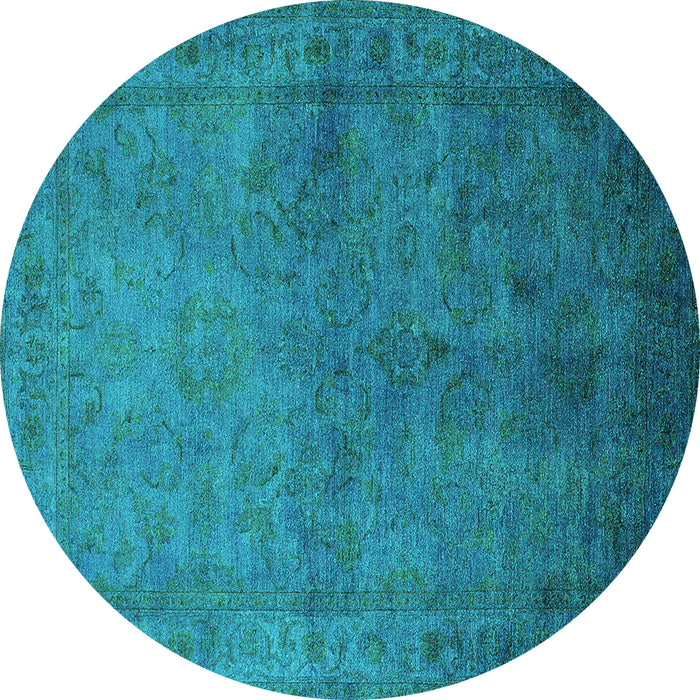 Round Oriental Turquoise Industrial Rug, urb3257turq