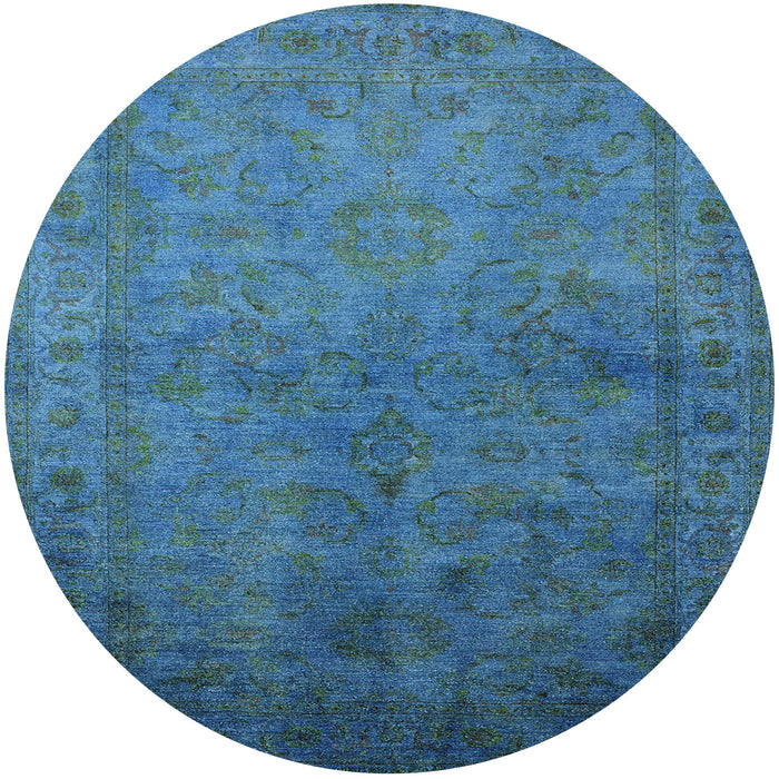 Round Mid-Century Modern Blue Ivy Blue Oriental Rug, urb3257
