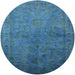 Round Mid-Century Modern Blue Ivy Blue Oriental Rug, urb3257