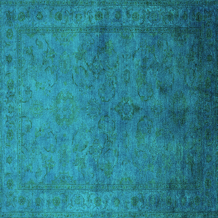 Square Oriental Turquoise Industrial Rug, urb3257turq