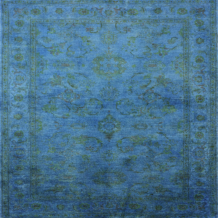 Square Machine Washable Industrial Modern Blue Ivy Blue Rug, wshurb3257