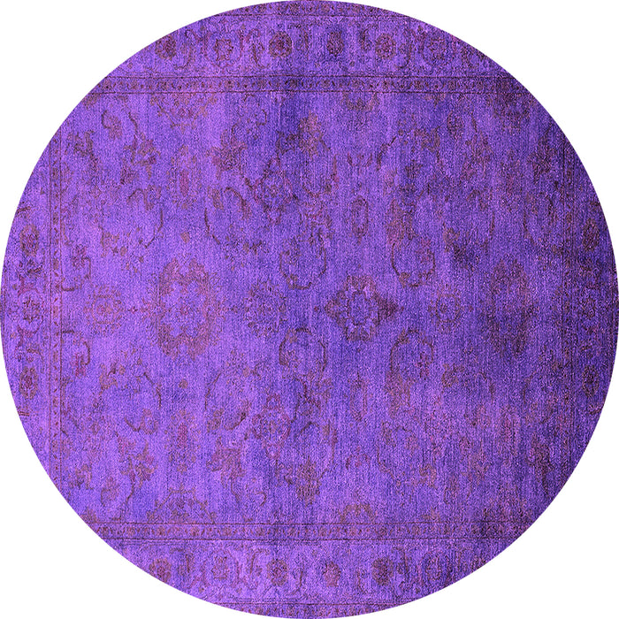 Round Machine Washable Oriental Pink Industrial Rug, wshurb3257pnk