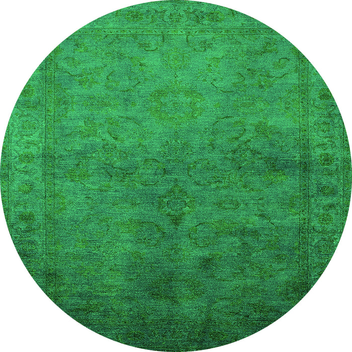 Round Oriental Green Industrial Rug, urb3257grn