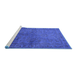 Sideview of Machine Washable Oriental Blue Industrial Rug, wshurb3257blu